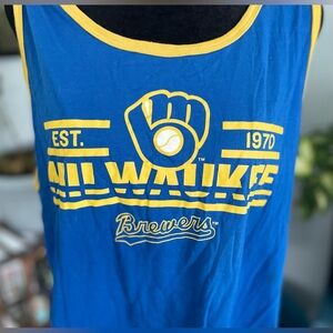 Milwaukee Brewers Old Skool Ring Tank Unisex Blue & Yellow Size XL